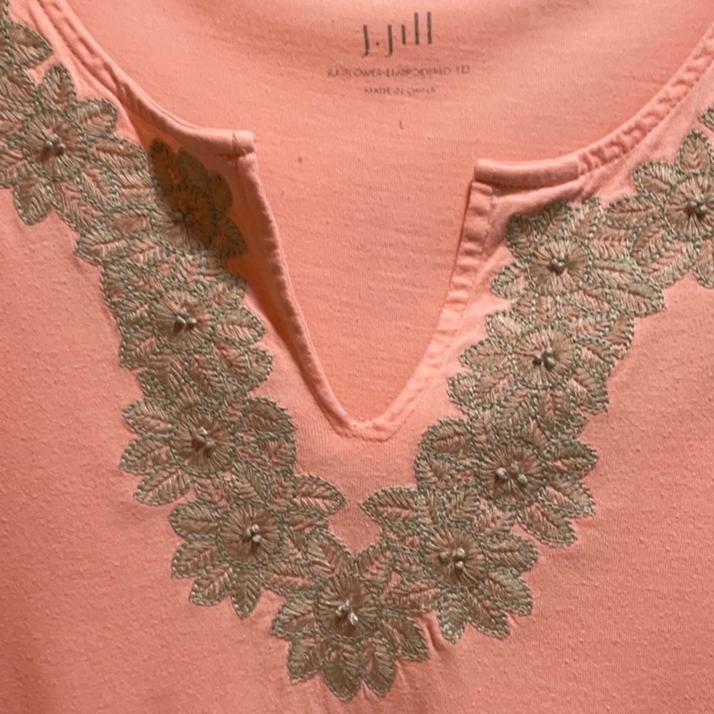 J Jill Tunic with Embroidered Front in a Lovely Peach - Picture 3 of 6
